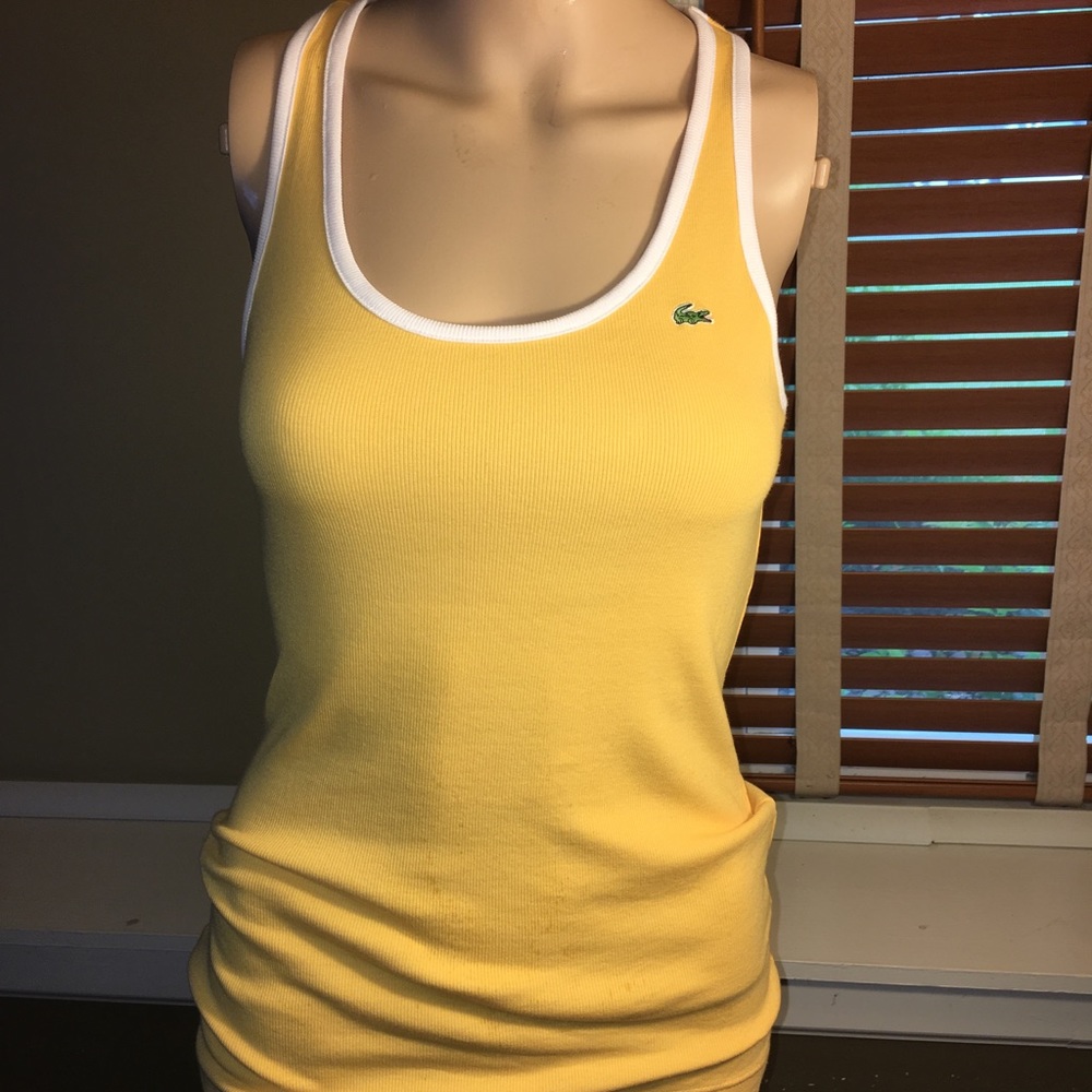 NWT Lacoste Stretch Cotton Tank Top Yellow